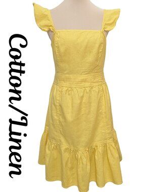 Chelsea & Violet Yellow Linen-Cotton Mini Dress